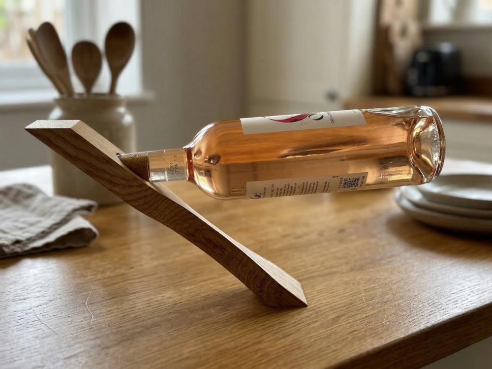 Pilier d’ivresse – Porte-bouteille en chêne massif – Support bouteille original – Tonnellerie Manceau